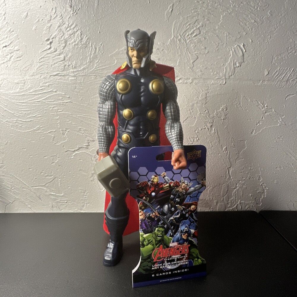 2013 Marvel Avengers  THOR 12 Inch Action Figure #A4940 W/ Upper Deck Cards